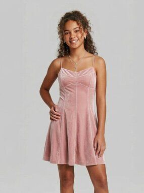 URBAN OUTFITTERS Dusty Pink Velvet Corset Mini Dress Small